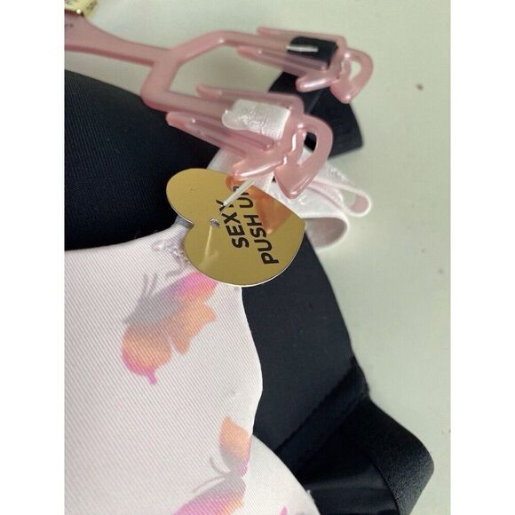 2 Pack Juicy Couture Bra SEXY Push Up JC6965 Butterflies Pink Black Sz 38C NEW - Picture 3 of 8